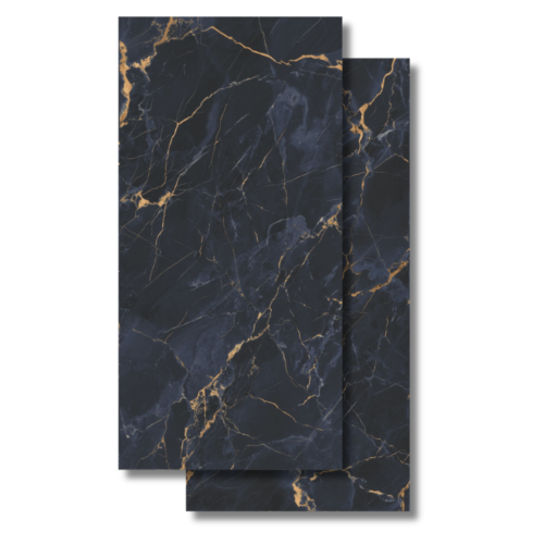 ACQUA SERENO 56X113 Púlido, Símil mármol Azul con Dorado