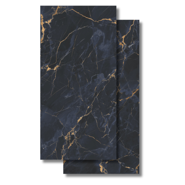 ACQUA SERENO 56X113 Púlido, Símil mármol Azul con Dorado