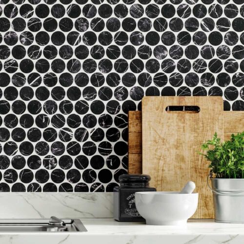 CIRCLE GLOSSY BLACK CIRCLE MARQUINA 31X31 BRILLANTE