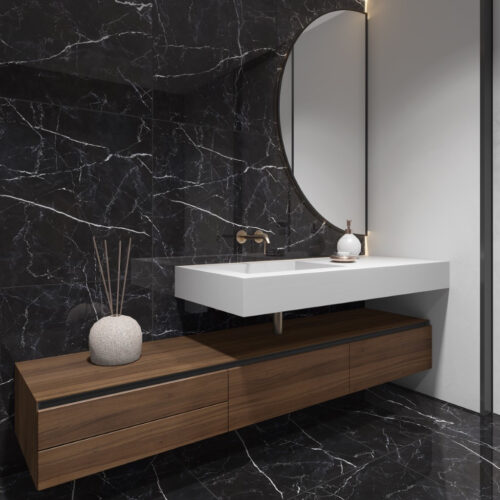 GRAN VENATTO BLACK ROOM VENATTO BLACK 56X113 Púlido, Símil mármol Negro marquina