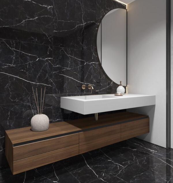 GRAN VENATTO BLACK ROOM VENATTO BLACK 56X113 Púlido, Símil mármol Negro marquina