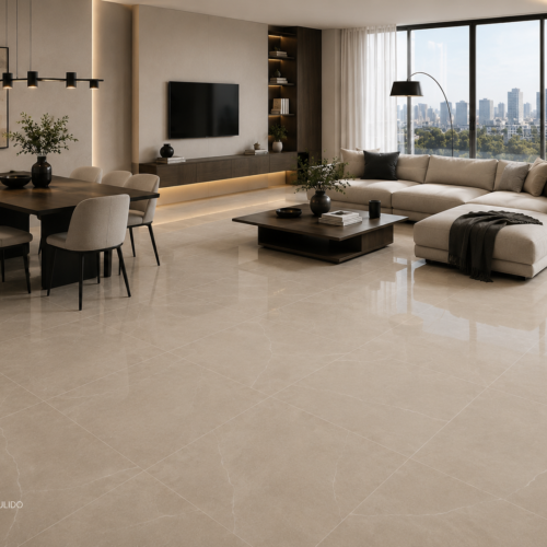 PERLINO CAMEL 74.5X74.5 Púlido, Símil mármol beige