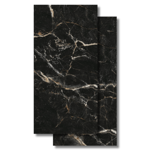 VALENTINO VALENTINO 56X113 Púlido, Símil mármol Negro con Dorado