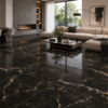 VALENTINO 56X113 Púlido, Símil mármol Negro con Dorado