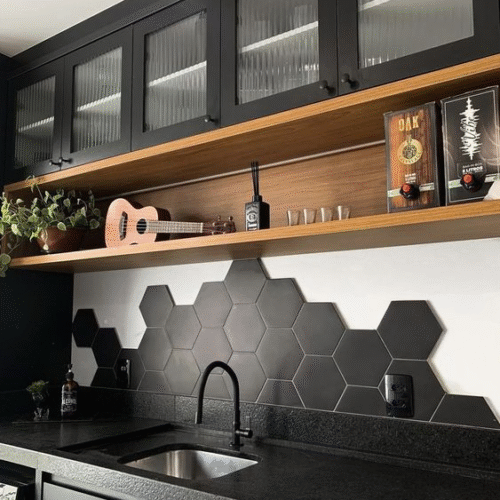 opal OPAL BLACK 28X33 SATINADO, Hexagonal